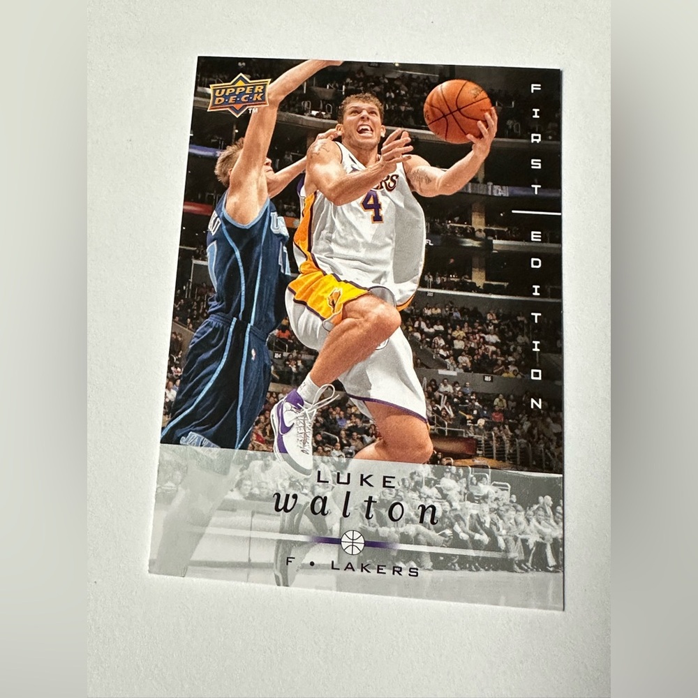 Los Angeles Lakers White & Gold Basketball Card - Luke Walton